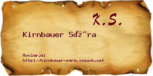 Kirnbauer Sára névjegykártya